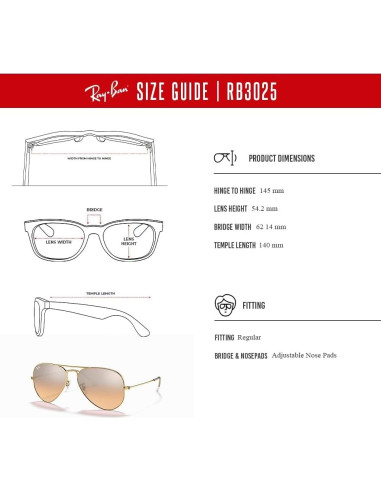 Gafas de sol Ray-Ban RB3025 Aviator Oro/Marrón 55mm + Kit