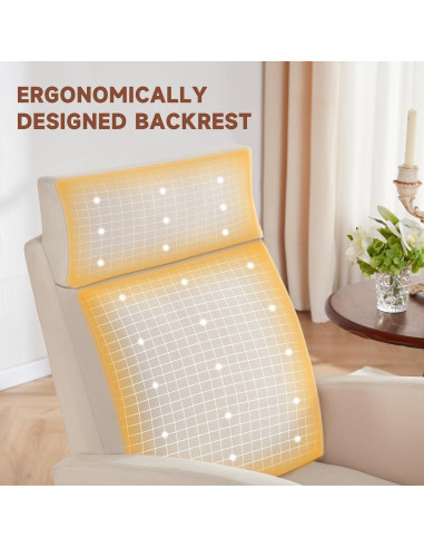 Silla Mecedora AYEASY Beige Lino con Reposapiés Ajustable