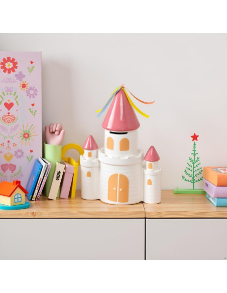 Alcancía de Cerámica Castillo Rosa Kate & Milo 17.78x9.53x23.50cm