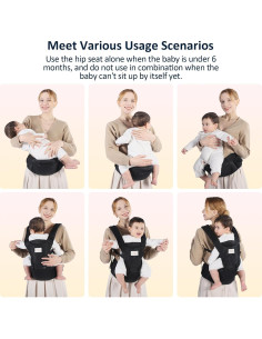 Portabebés 6 en 1 Mumgaroo Negro, Ergonomía y Comodidad 2