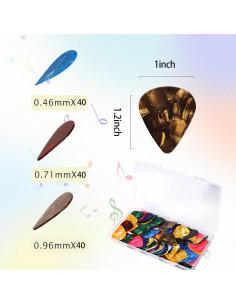 Paquete de 120 Púas de Guitarra Celuloide 0.46-0.96mm 2
