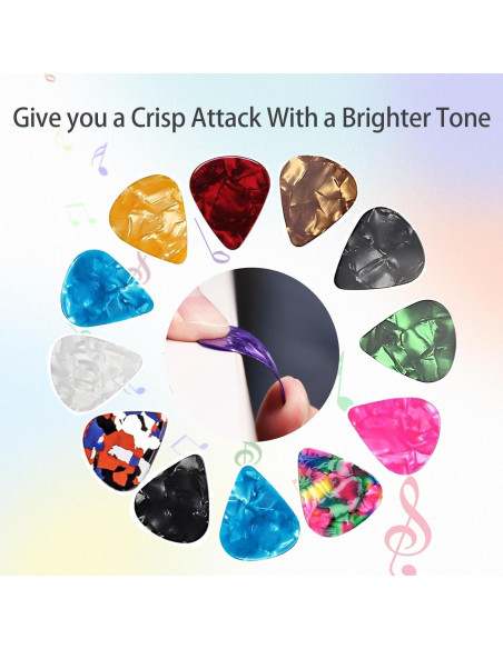 Paquete de 120 Púas de Guitarra Celuloide 0.46-0.96mm