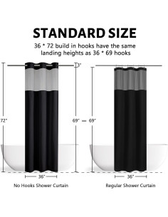 Cortina de Ducha Furlinic Negra 91x183 cm con Forro Desmontable 2