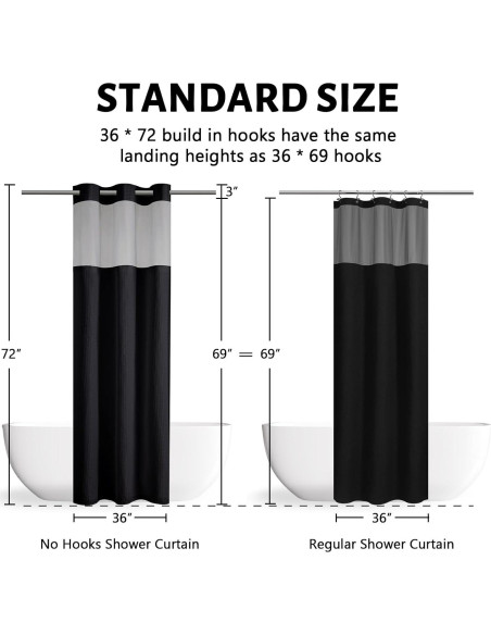 Cortina de Ducha Furlinic Negra 91x183 cm con Forro Desmontable