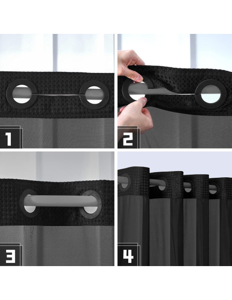 Cortina de Ducha Furlinic Negra 91x183 cm con Forro Desmontable