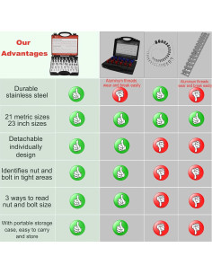 Verificador de Roscas Comfylichi 44 Medidores Estándar y Métrico 2