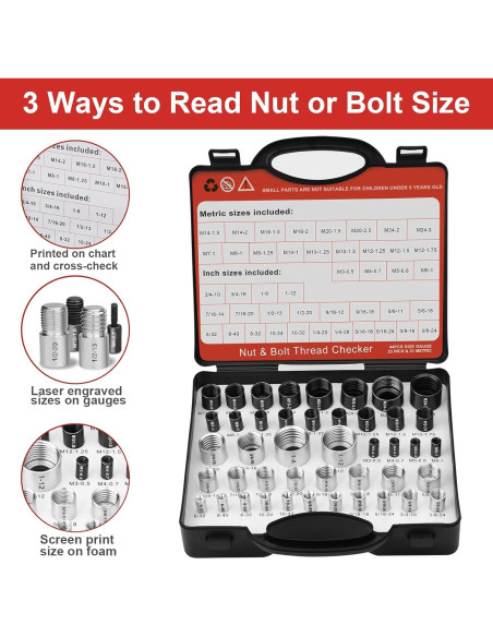 Verificador de Roscas Comfylichi 44 Medidores Estándar y Métrico