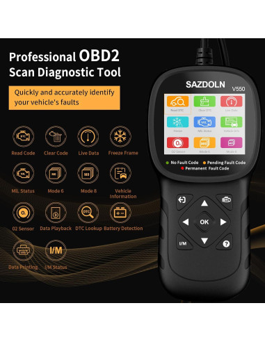 Escáner OBD2 SAZDOLN V550 Mejorado, Diagnóstico Automotriz