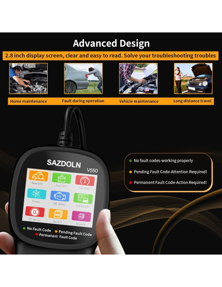 Escáner OBD2 SAZDOLN V550 Mejorado, Diagnóstico Automotriz