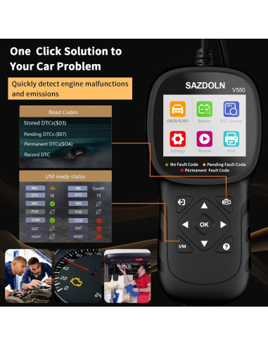 Escáner OBD2 SAZDOLN V550 Mejorado, Diagnóstico Automotriz