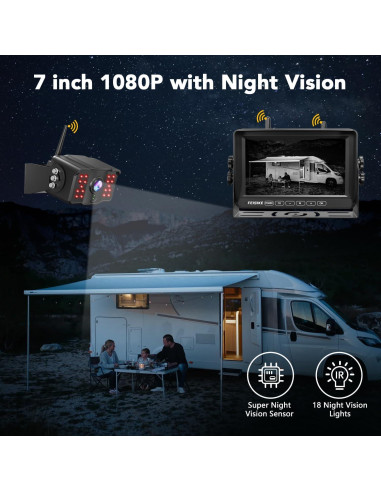 Cámara de Respaldo Inalámbrica Furrion 7" 1080P con Monitor