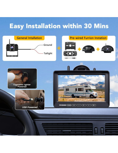 Cámara de Respaldo Inalámbrica Furrion 7" 1080P con Monitor