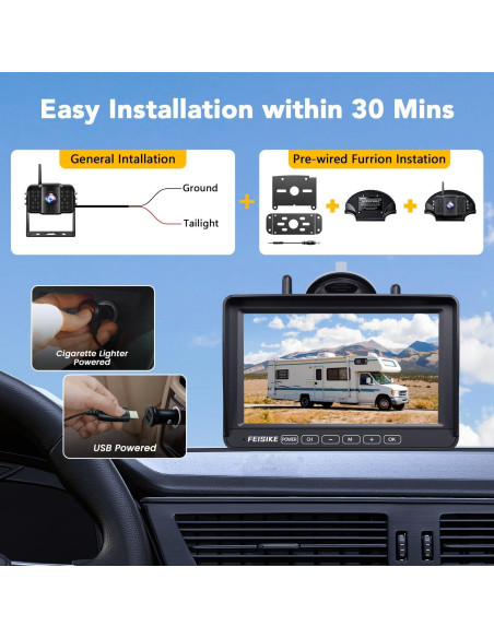 Cámara de Respaldo Inalámbrica Furrion 7" 1080P con Monitor