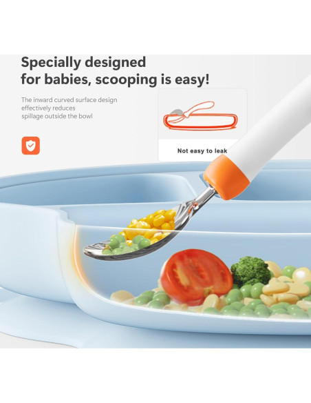 Plato de Succión para Bebés Li & Zhao - Silicona Azul Grande