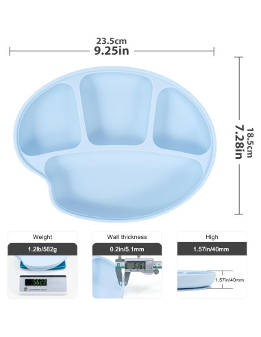 Plato de Succión para Bebés Li & Zhao - Silicona Azul Grande
