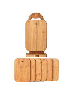 Juego de 6 Tablas de Cortar de Bambú HTB con Soporte