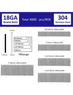 Clavos Brad 18GA Kofdvdz Acero Inoxidable 304 38mm 4000 pcs 2
