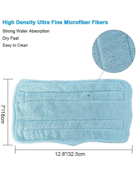 Almohadillas de Vapor Fushing 7 Pcs Microfibra Lavables Azul