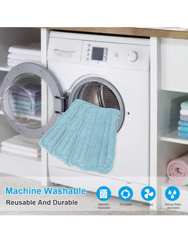 Almohadillas de Vapor Fushing 7 Pcs Microfibra Lavables Azul