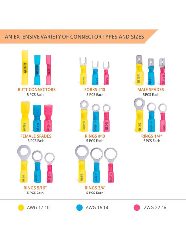 Kit de Conectores Eléctricos Wirefy 120 PCS - Termoretráctiles