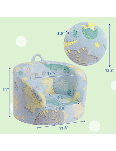 Sofá Infantil ALIMORDEN Dinosaurio, Sillón de Espuma 60cm 2