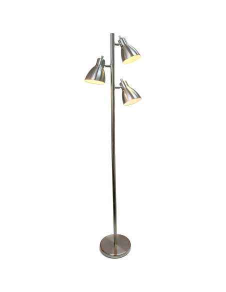 Lámpara de Pie Ajustable Diseño Simple LF1066-BSN 162.56 cm 3 Luces Níquel