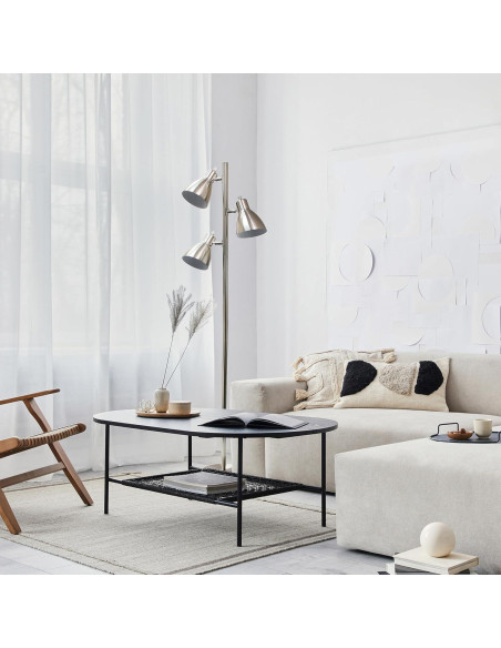 Lámpara de Pie Ajustable Diseño Simple LF1066-BSN 162.56 cm 3 Luces Níquel