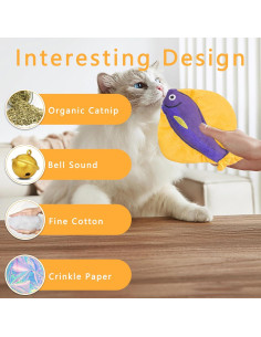 Juguetes para Gatos de Catnip Maiiu - Paquete de 3 Peces Suaves 2