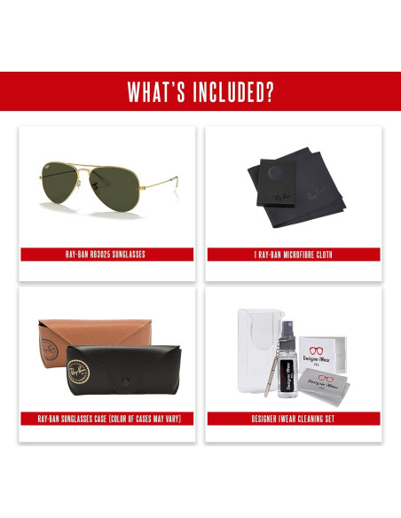 Gafas de sol Ray-Ban RB3025 Aviator Oro 58mm + Kit de limpieza