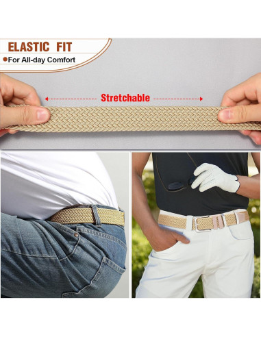 Cinturón elástico trenzado para hombres - Ajuste 68.5-76.2 cm