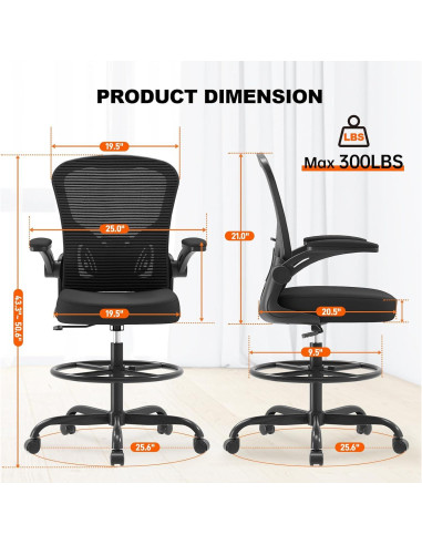 Silla de Dibujo Ergonómica Synorla con Soporte Lumbar Ajustable