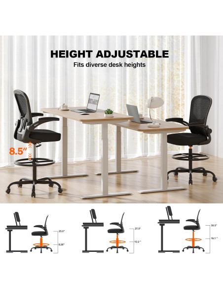 Silla de Dibujo Ergonómica Synorla con Soporte Lumbar Ajustable