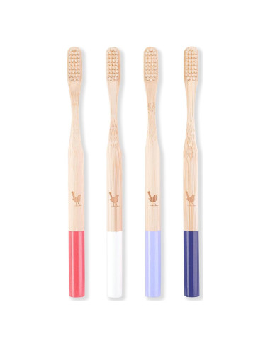 Cepillo de dientes de bambú Native Birds set de 4 cerdas medianas