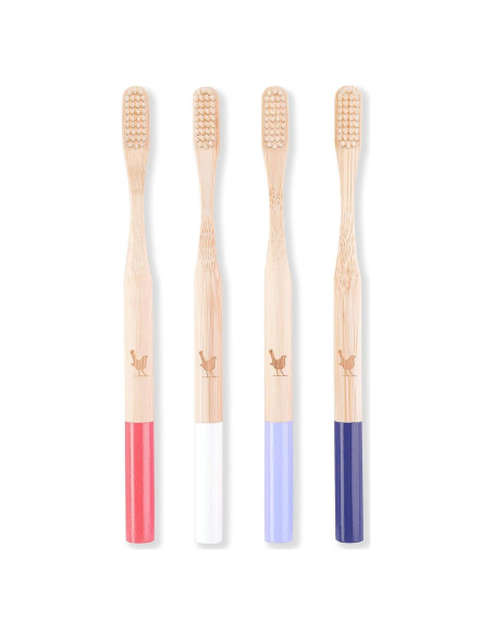 Cepillo de dientes de bambú Native Birds set de 4 cerdas medianas