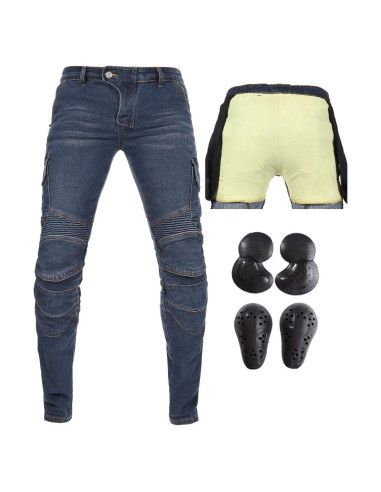 Jeans de Motocicleta Takuey con Almohadillas de Seguridad Azul