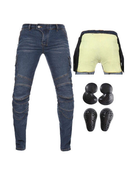 Jeans de Motocicleta Takuey con Almohadillas de Seguridad Azul