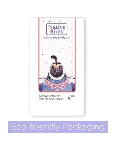 Cepillo de dientes de bambú Native Birds set de 4 cerdas medianas