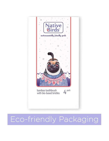 Cepillo de dientes de bambú Native Birds set de 4 cerdas medianas