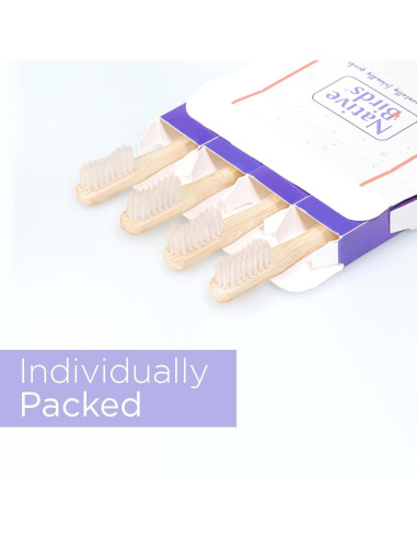 Cepillo de dientes de bambú Native Birds set de 4 cerdas medianas