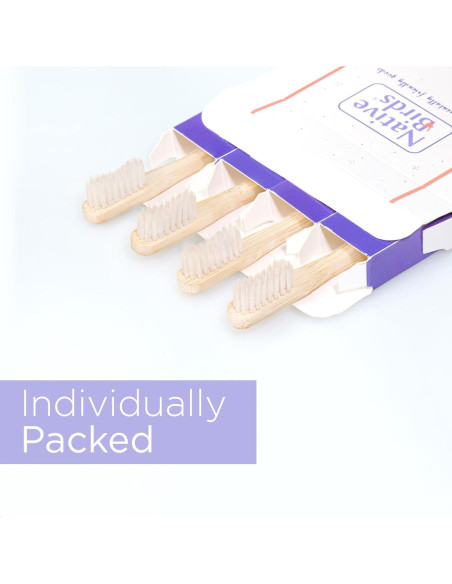 Cepillo de dientes de bambú Native Birds set de 4 cerdas medianas