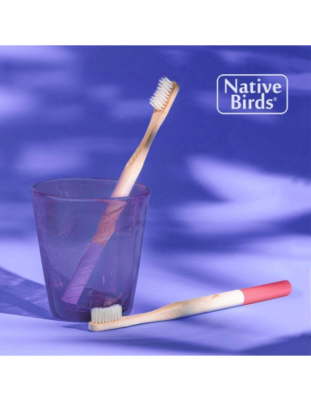 Cepillo de dientes de bambú Native Birds set de 4 cerdas medianas