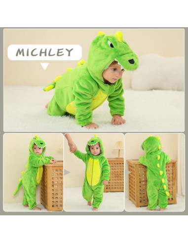 Mono con Capucha de Animal MICHLEY para Bebé 2-5 Meses Verde