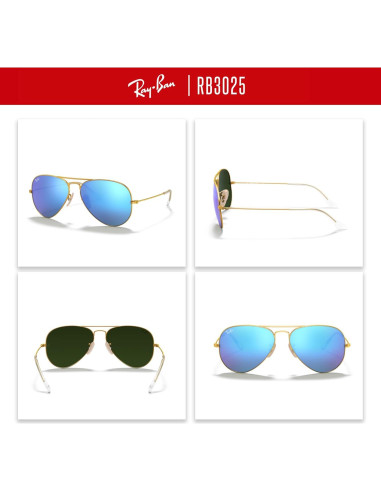 Gafas de sol Ray-Ban RB3025 Aviator Oro Mate 58mm + Kit