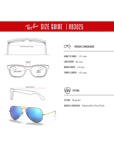 Gafas de sol Ray-Ban RB3025 Aviator Oro Mate 58mm + Kit