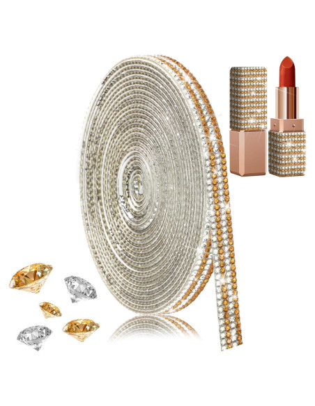 Cinta de Strass Brillante FULZTEY 4 Filas 3.66m Dorado