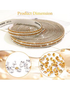 Cinta de Strass Brillante FULZTEY 4 Filas 3.66m Dorado 2