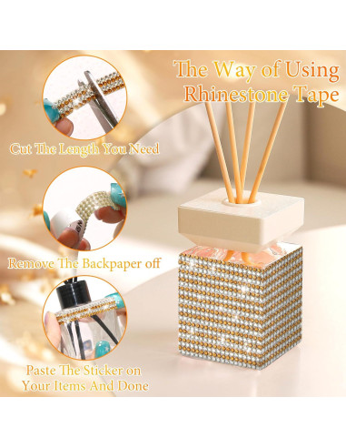 Cinta de Strass Brillante FULZTEY 4 Filas 3.66m Dorado