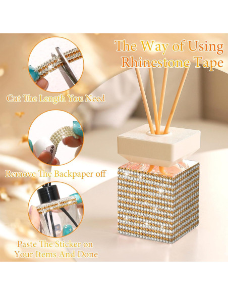 Cinta de Strass Brillante FULZTEY 4 Filas 3.66m Dorado