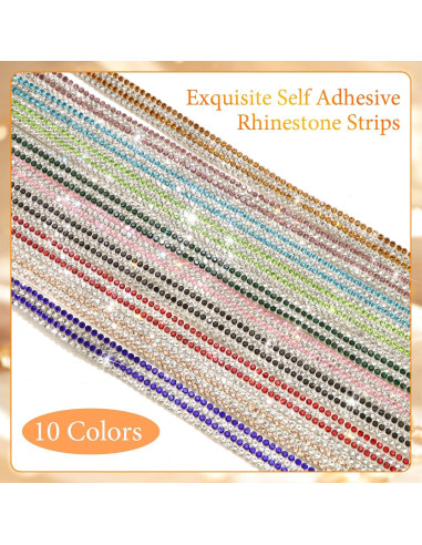 Cinta de Strass Brillante FULZTEY 4 Filas 3.66m Dorado