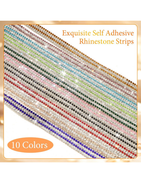 Cinta de Strass Brillante FULZTEY 4 Filas 3.66m Dorado